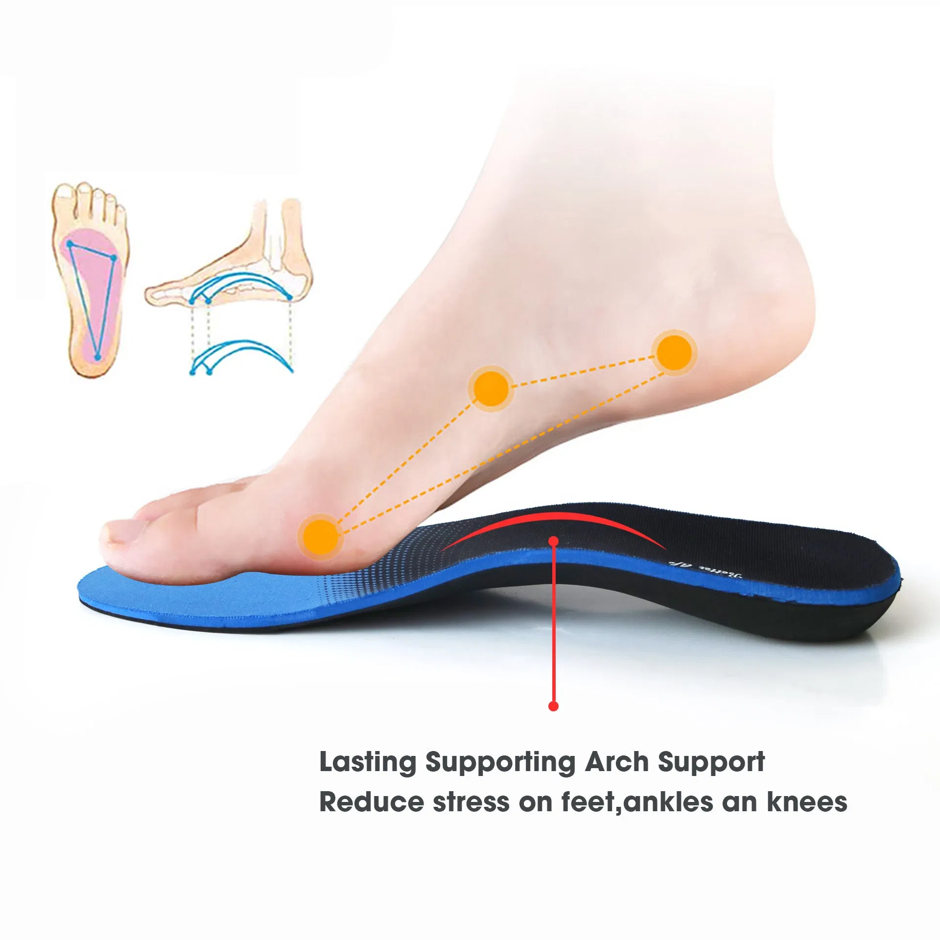 Arch Supports Orthotics Inserts Relieve Flat Feet, High Arch, Foot Pain Plantar Fasciitis Feet Insoles