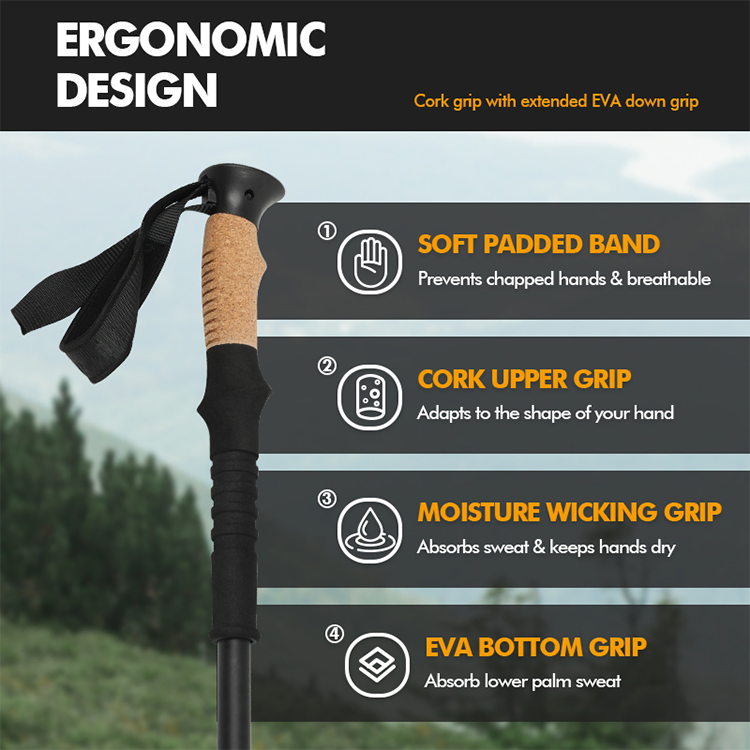 Camping Hiking Folding Walking Stick Collapse Backpacking Hiking Stick Trekking Poles for Hiking