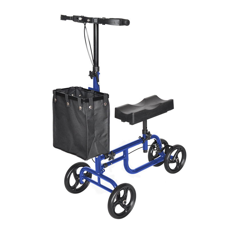 Foldable Senior Walker with Knee Support, Lightweight Shopping Cart, Elderly Mobility Aid