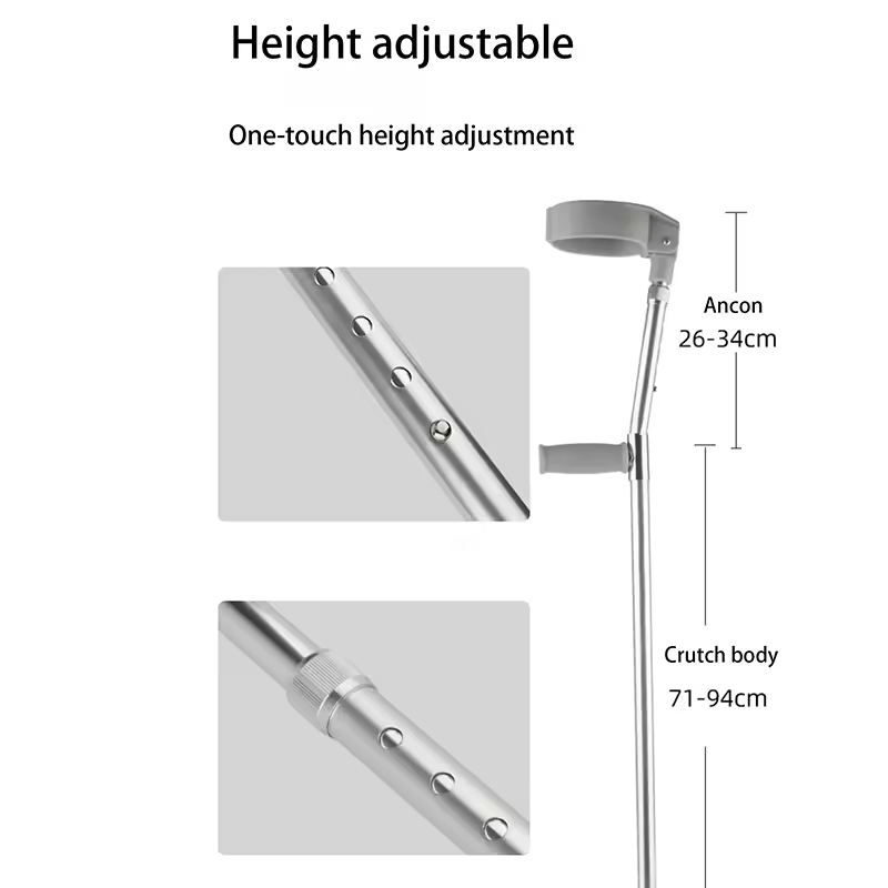 Lightweight Aluminum Alloy Adjustable Forearm Elbow Crutches