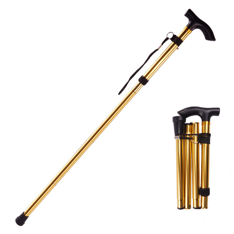 Wholesale High Quality Adjustable Walking Stick Rubber Handle Retractable Telescopic Hiking Sticks Walking Crutch Folding Cane