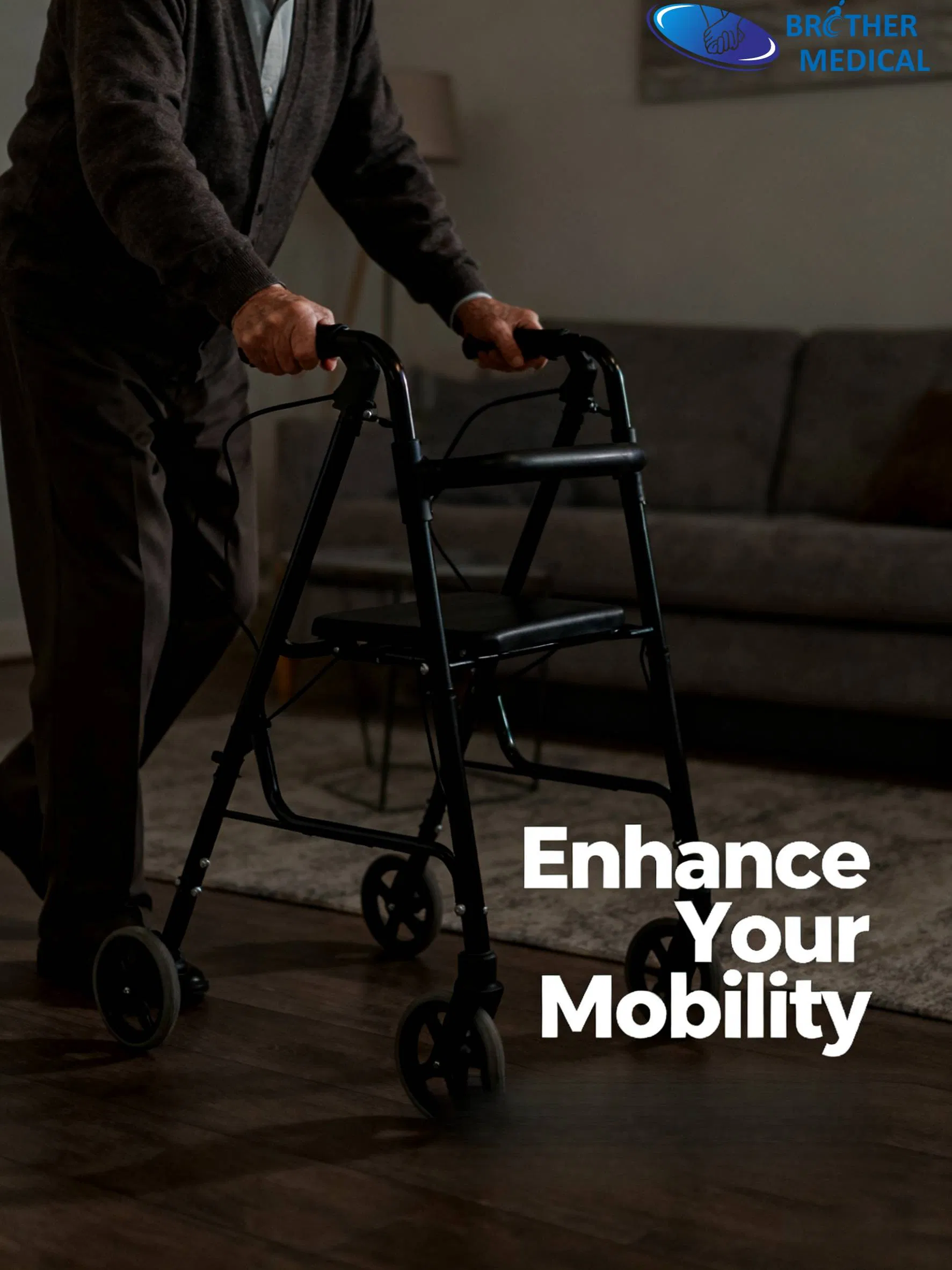 Seniors' Favorite: Heavy Duty 8-Inch Wheel Rollator Walker