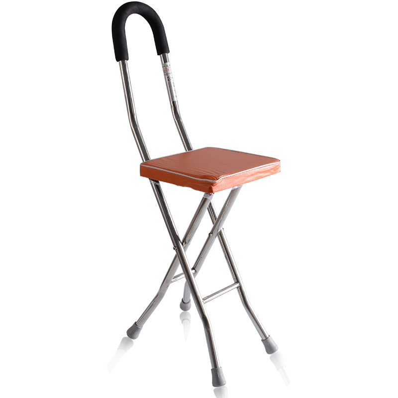 Lightweight Aluminum Alloy Multifunctional Tripod Folding Cane Seat Crutch Stool Three Legs