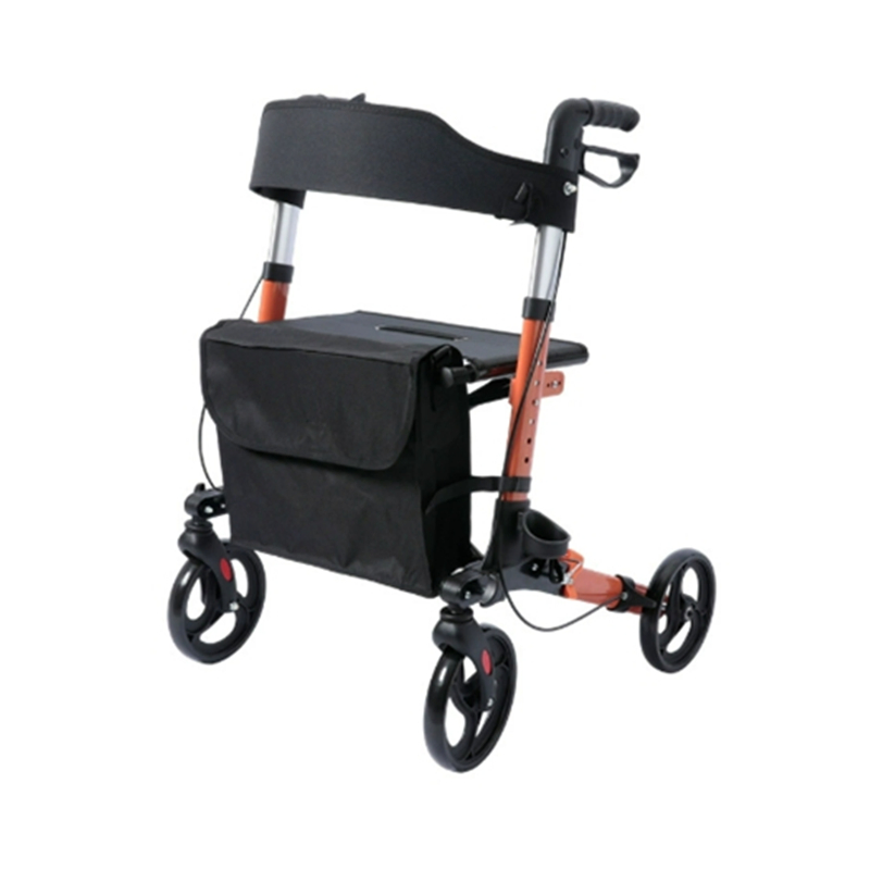 Foldable Aluminum Rollator Walker with Seat and Shopping Bag - 4-Wheel Lightweight Mobility Aid for Seniors