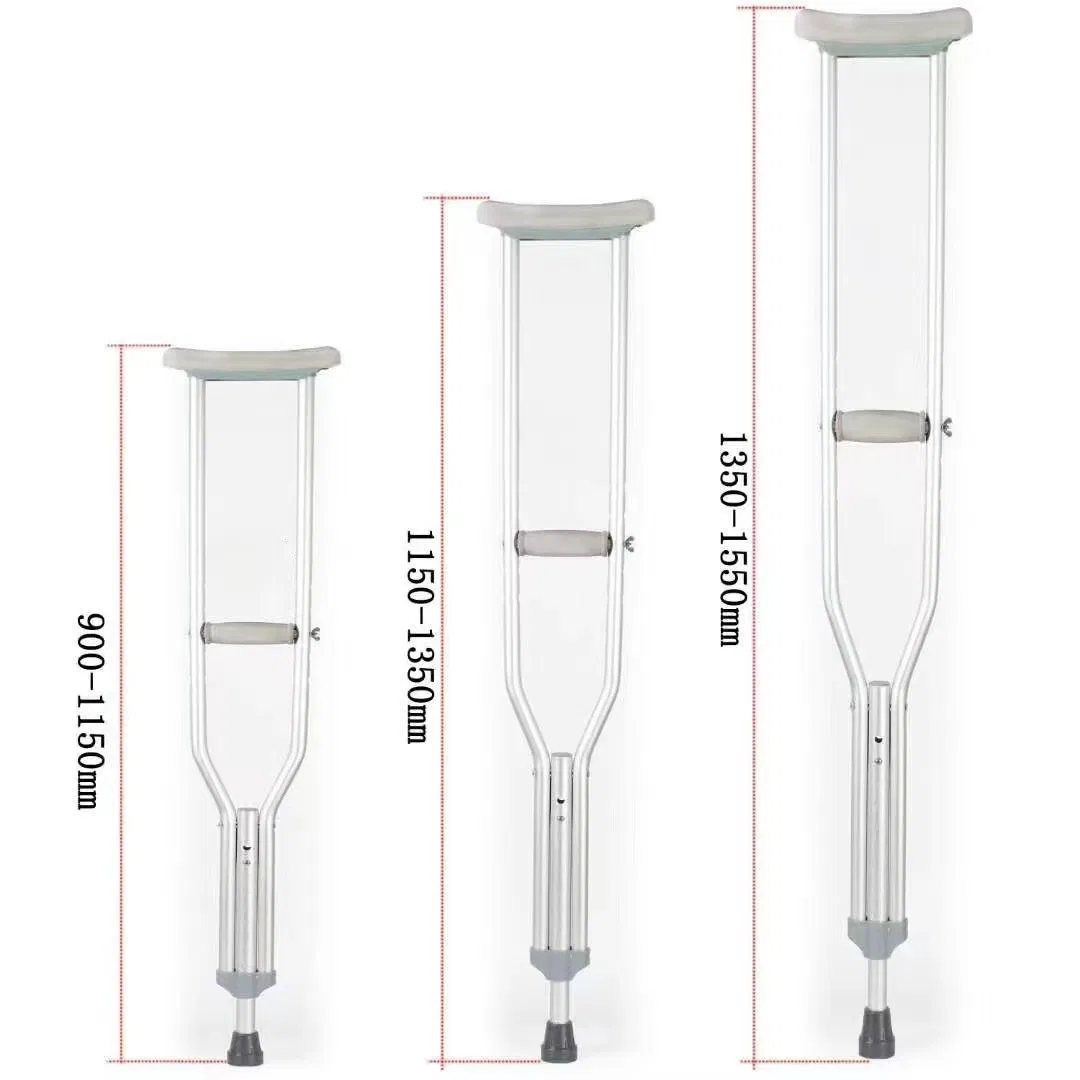 Folding Aluminium Underarm Crutch, Size 3 in 1, Leg and Handle Height Adjustable