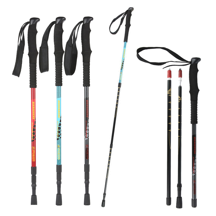 Trekking Pole Adjustable Anti Shock Hikjing Pole Strong &amp; Lightweight Aluminum Walking Poles