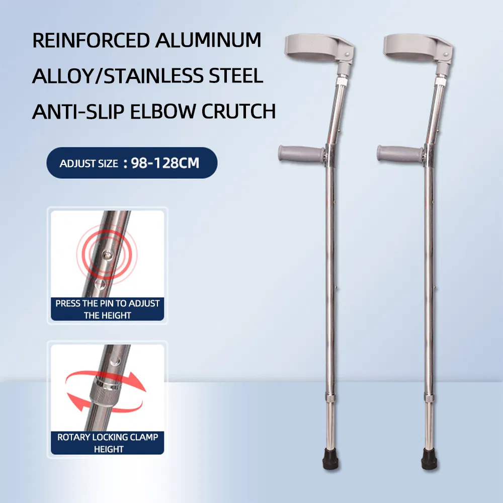 Aluminum and Stainless Steel High Quality Durable Height Adjustable Elbow Crutch Forearm Crutch
