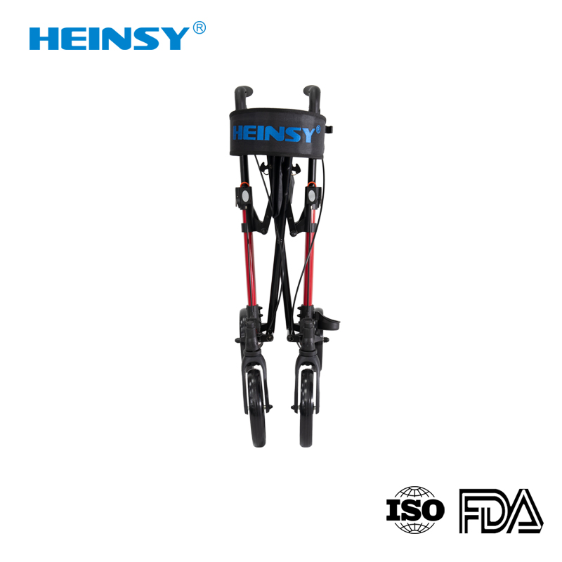 Hes-905 Aluminum Alloy Rollator Folding Walker Portable Patient Adjustable Walker Rollator Shopping Cart Medical Outdoor Rollator Walker with Seat