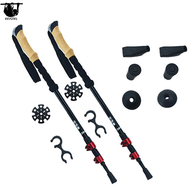 Carbon Fiber Aluminum Alloy Trekking Poles External Quick Lock Trekking Poles Hiking Collapsible Stick Nordic Trekking Stick