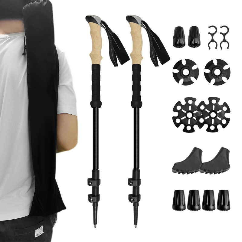 Alpenstock Walking Stick Aluminum Alloy Telescopic Hiking Trekking Pole for Women Men Children