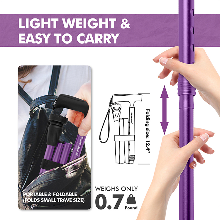 Kinggear Foldable Walking Cane Sticks for Seniors Adults Collapsible Cane for Men Women