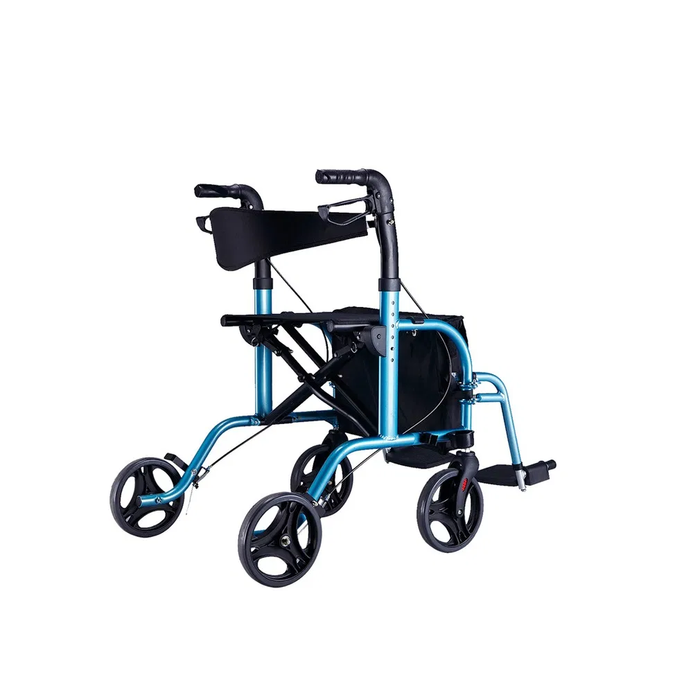 Aluminum Walker Rollator/ Cane Holder With seat For Disable and Elderly