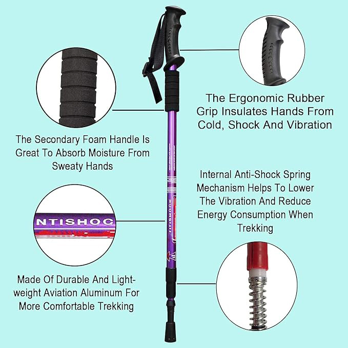 Outdoor Carbon Fiber Walking Sticks Telescoping Foldable Self Defense Hiking Trekking Poles