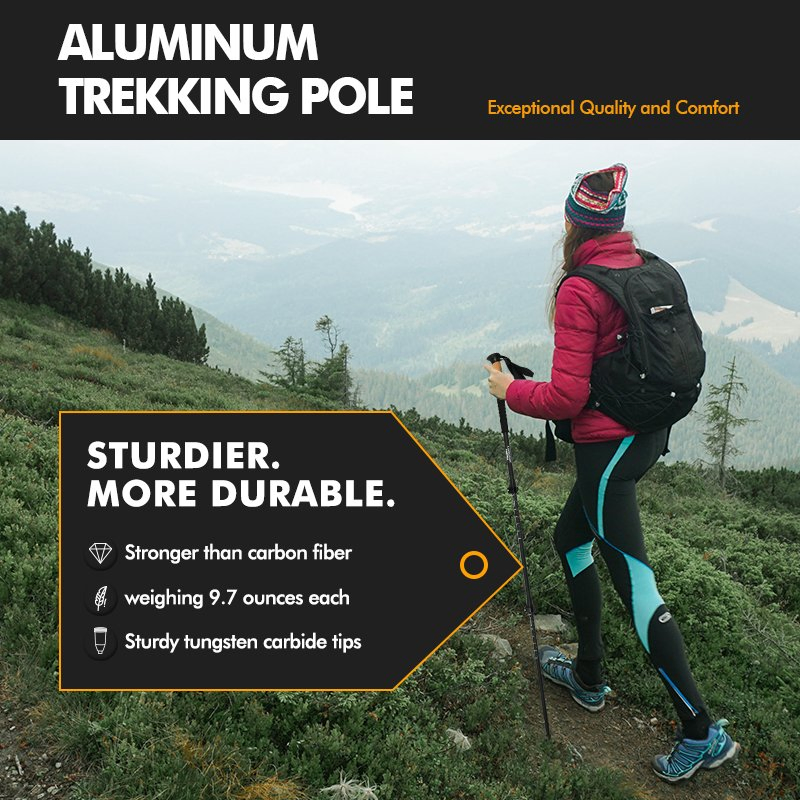 Camping Hiking Folding Walking Stick Collapse Backpacking Hiking Stick Trekking Poles for Hiking