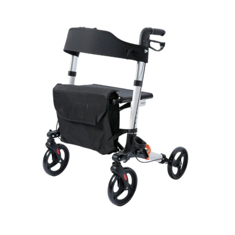 Foldable Aluminum Rollator Walker with Seat and Shopping Bag - 4-Wheel Lightweight Mobility Aid for Seniors