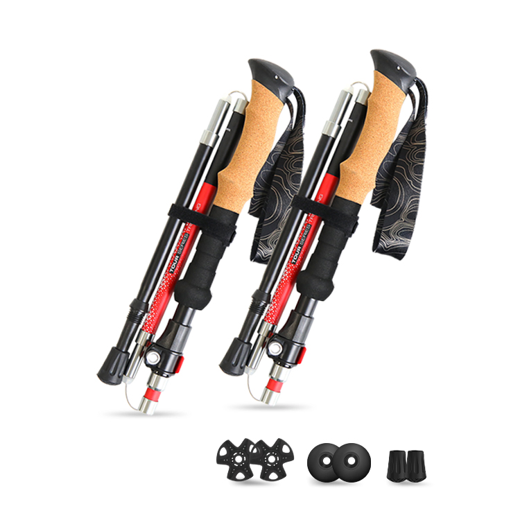 Hot Sale Adjustable Aluminum Folding Hiking Trekking Poles Walking Stick