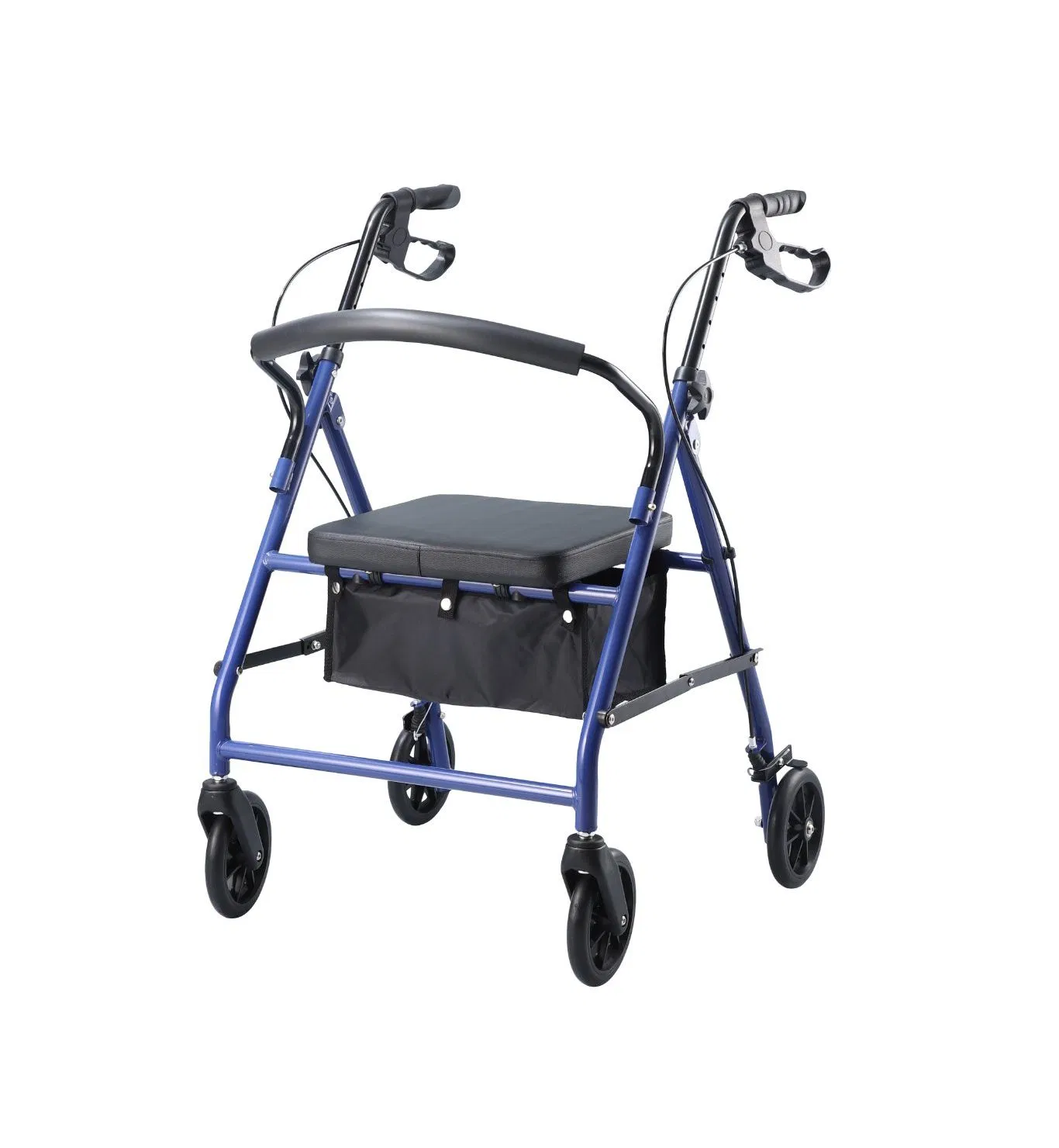 Steel Frame Mobility Rollator Walker with 4 Wheels and Padded Seat