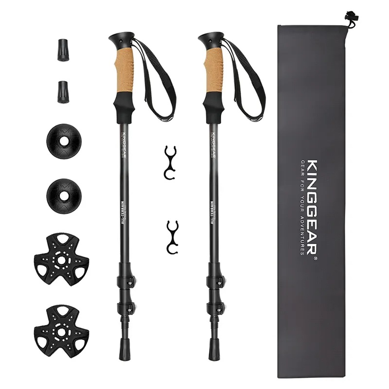 Hot Selling Lightweight Telescopic Hiking Stick Anti-Shock Walking Stick Trekking Pole 3 Section Alpenstock