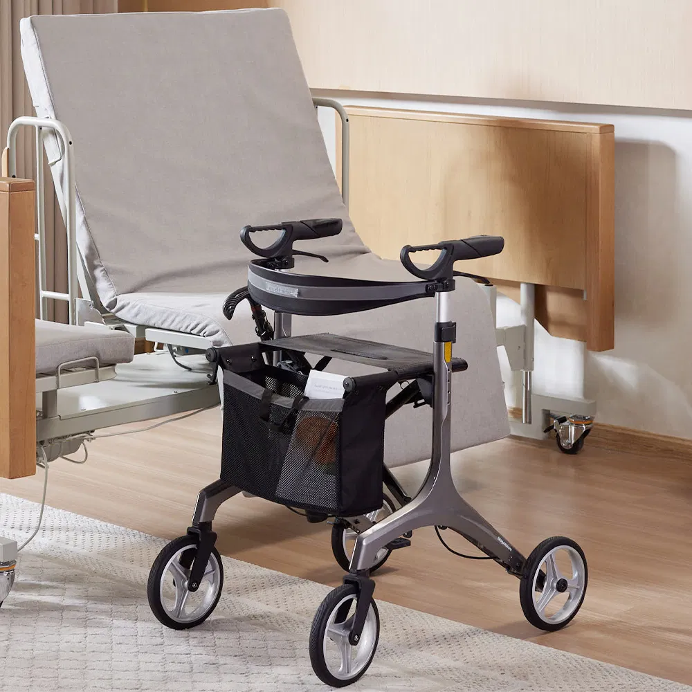 Tecforcare Elderly Care Product Rollator Walker with Seat Mobility Aid Rollator Walker Wheelchair Healthcare Equipment