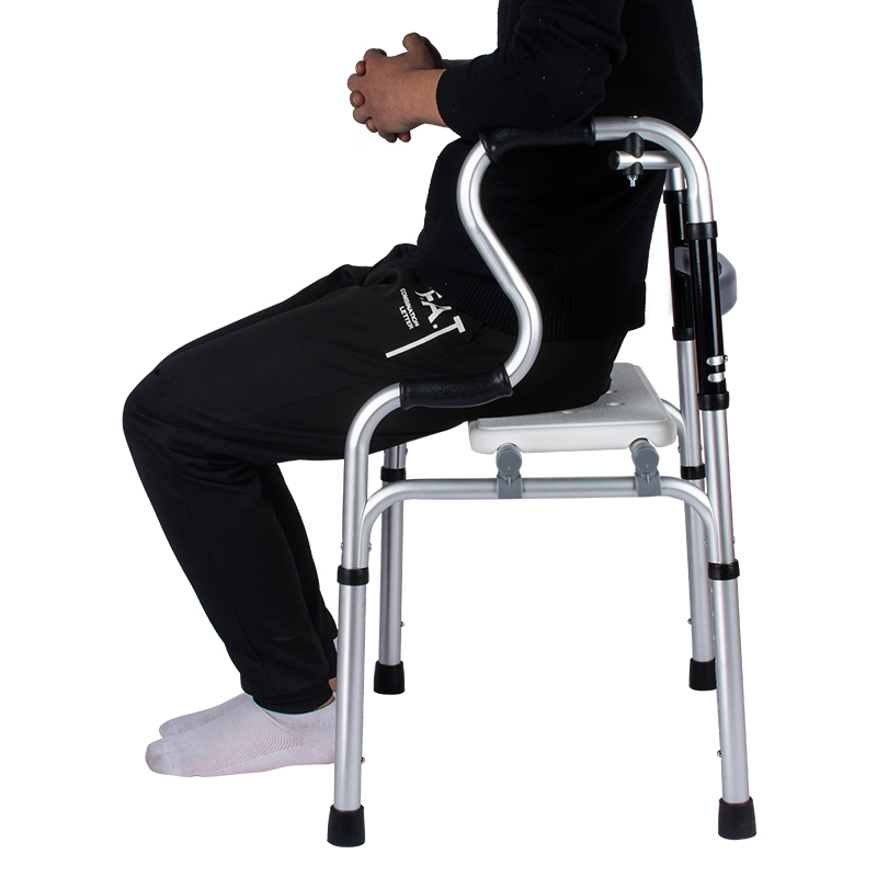 Dl-7012 with White Seat Home Care Folding Aluminum Walker for Elderly Adults - Lightweight Mobile Medical Rollator