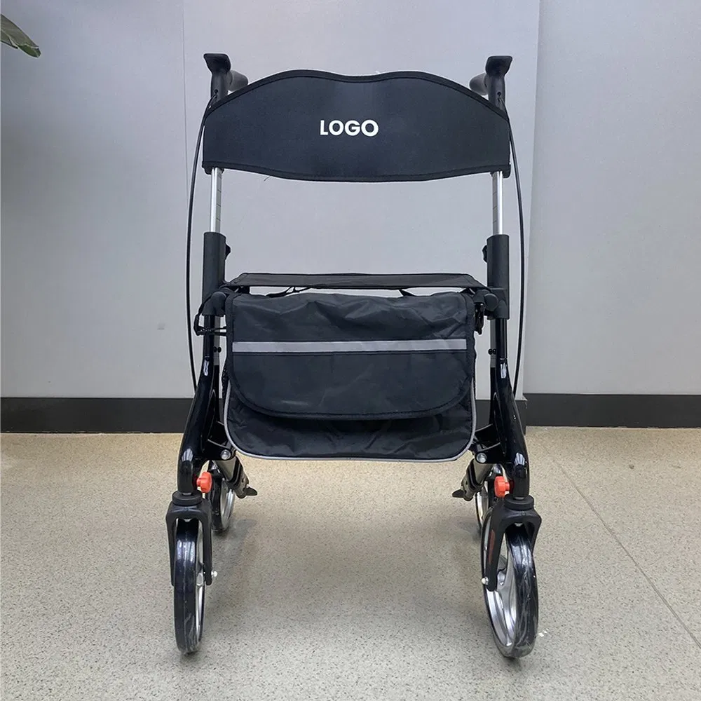 China Factory Professional Rehabilitation Equipment Lightweight Aluminum Medical Items Folding Walker for Disabled Rollator Walker with Seat