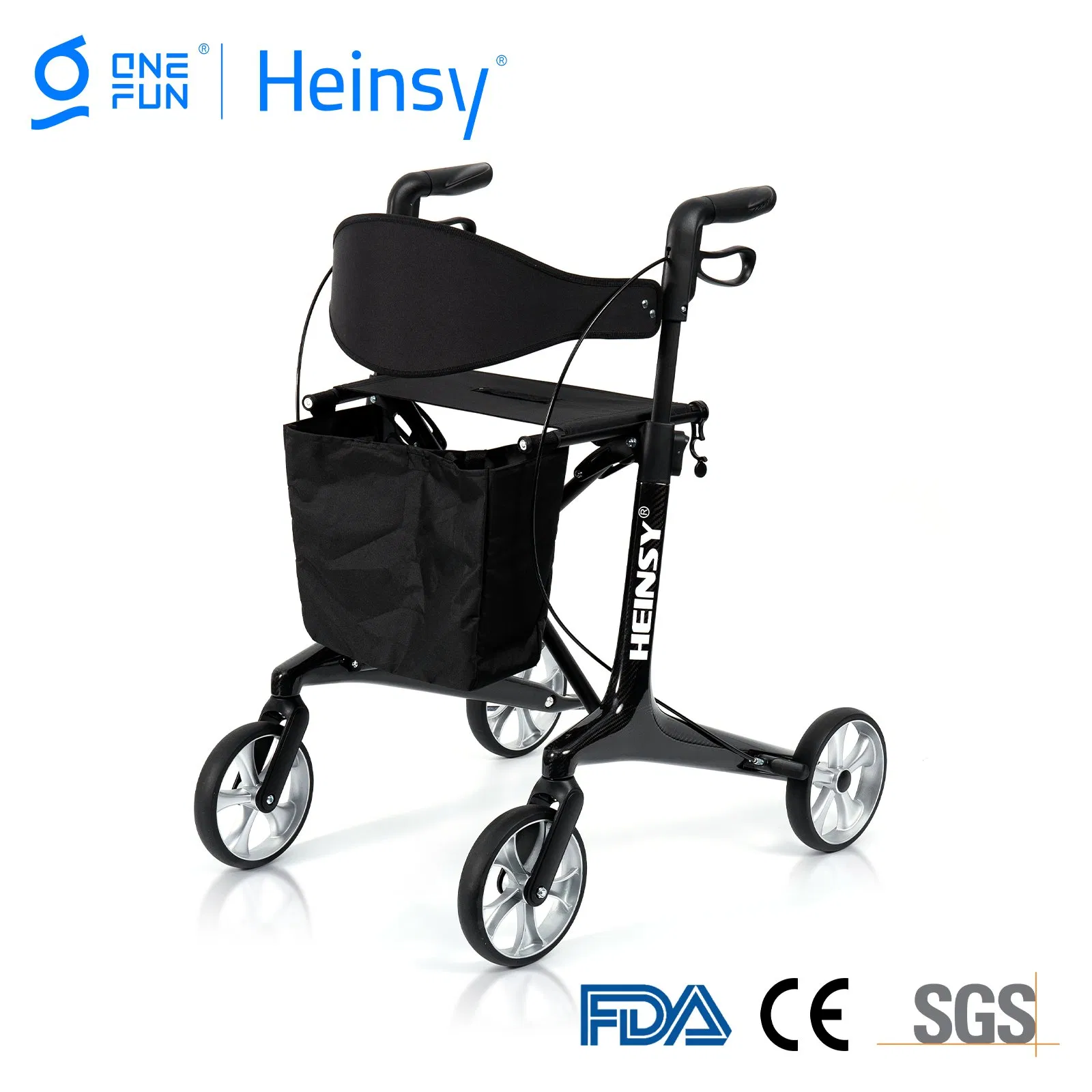 Hes-R306 OEM/ODM Steel Frame Wheel Adults Rollator Walker Helper with Seat Walker Assist for Elder Walker Rollator