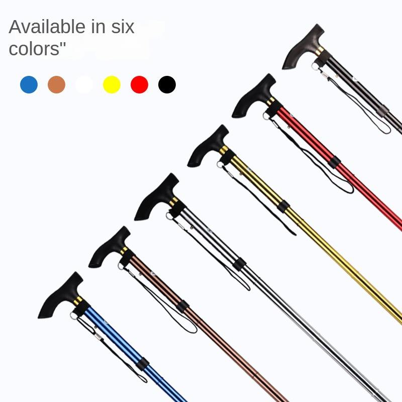 Lightweight Aluminum Travel Hiking Crutches Ultralight 5 Section Adjustable Walking Stick Aluminum Alloy Foldable Canes