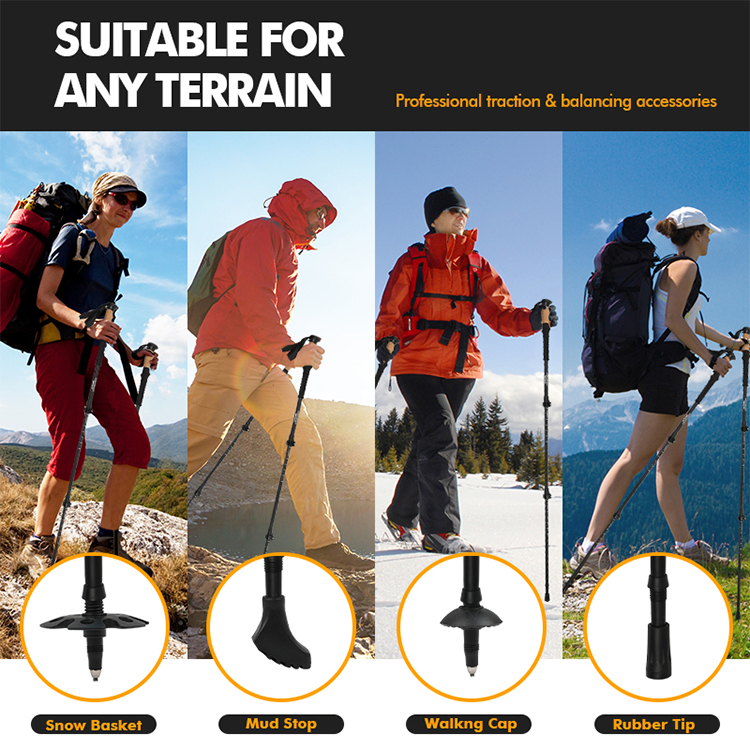 Camping Hiking Folding Walking Stick Collapse Backpacking Hiking Stick Trekking Poles for Hiking