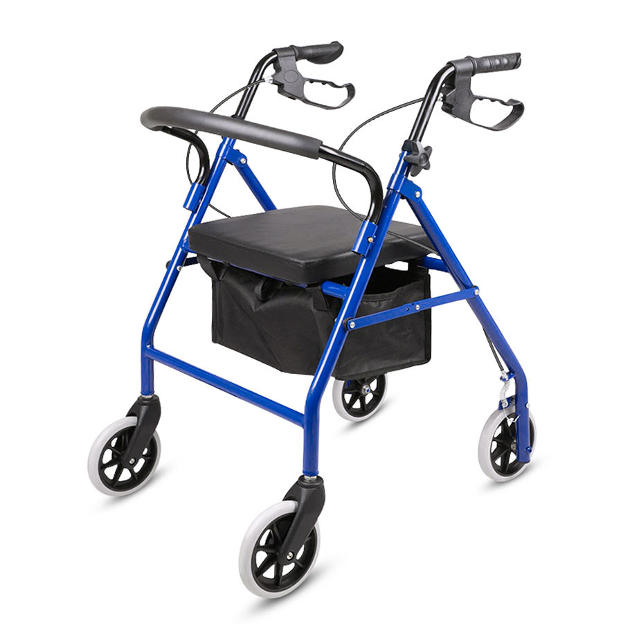 Foldable 4 Wheels Rollator for Elderly and Disabled People Mobility Walker with Seat