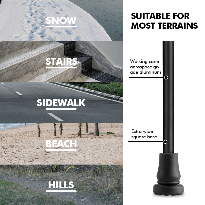 Kinggear Single Bigger Base Folding Adjustable Aluminum Alloy Walking Cane