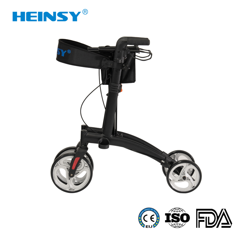 Hes-906b Aluminum Alloy Foldable Rollator Walker with Wheels and Seat Adult Rollator Walker Old People Shopping Cart