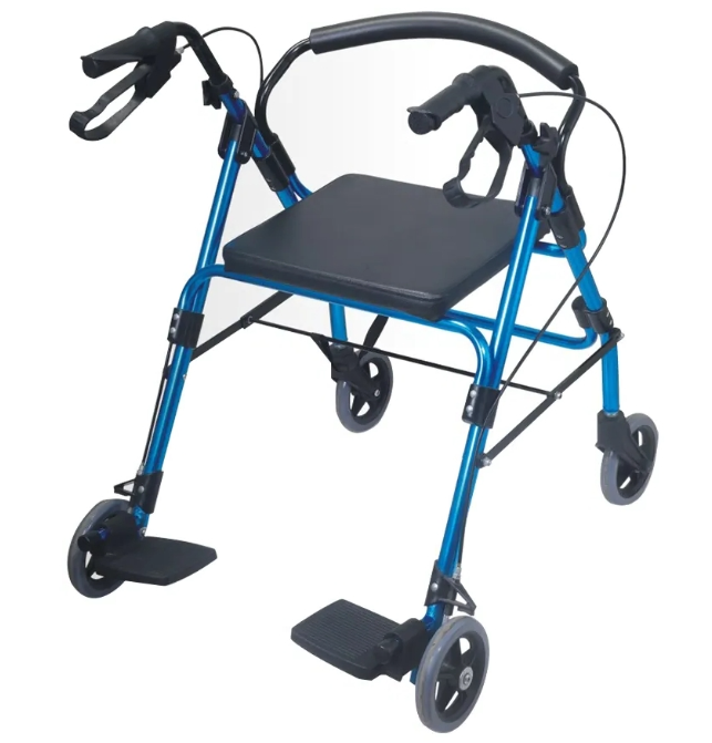 6-Wheel Walking Aid for Elderly Adults with Comfortable Seat