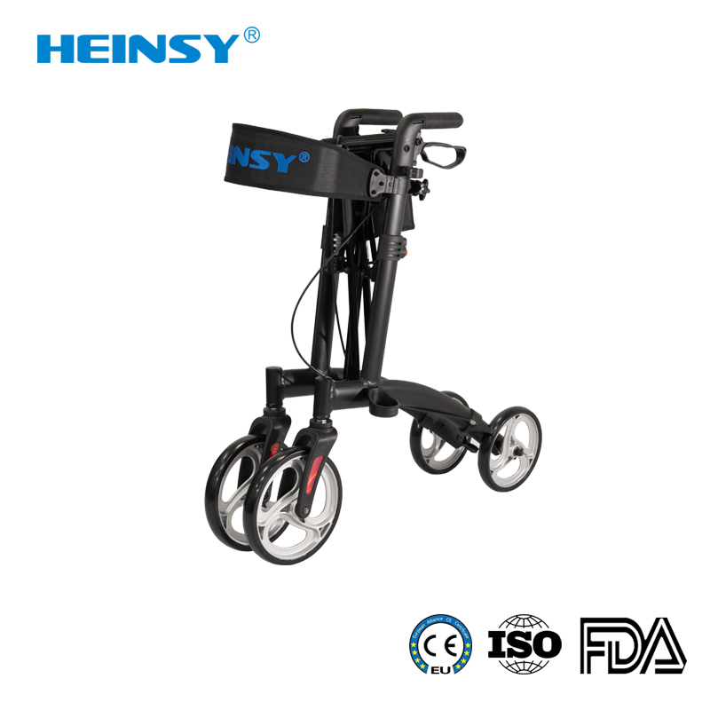 Hes-906b Aluminum Alloy Foldable Rollator Walker with Wheels and Seat Adult Rollator Walker Old People Shopping Cart