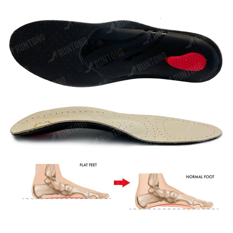 Foot Orthotics Plantar Fasciitis Strong Arch Support Men Breathable Genuine Leather Insoles