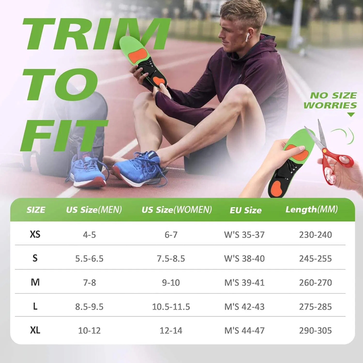 Plantar Fasciitis Pain Relief Feet Insoles Orthotics Arch Support Insoles with Motion Control Shoe Inserts Work Boot Flat Feet