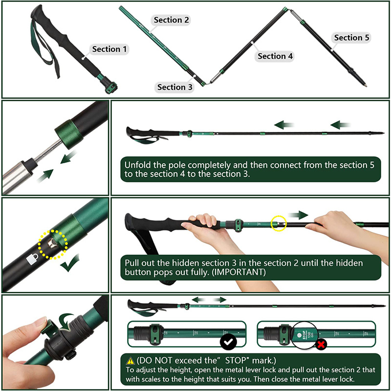 Outdoor Ultralight Mountain Telescopic Walking Sticks Ultralightr Folding 7075t6 Aluminium Nordic Hiking Trekking Pole