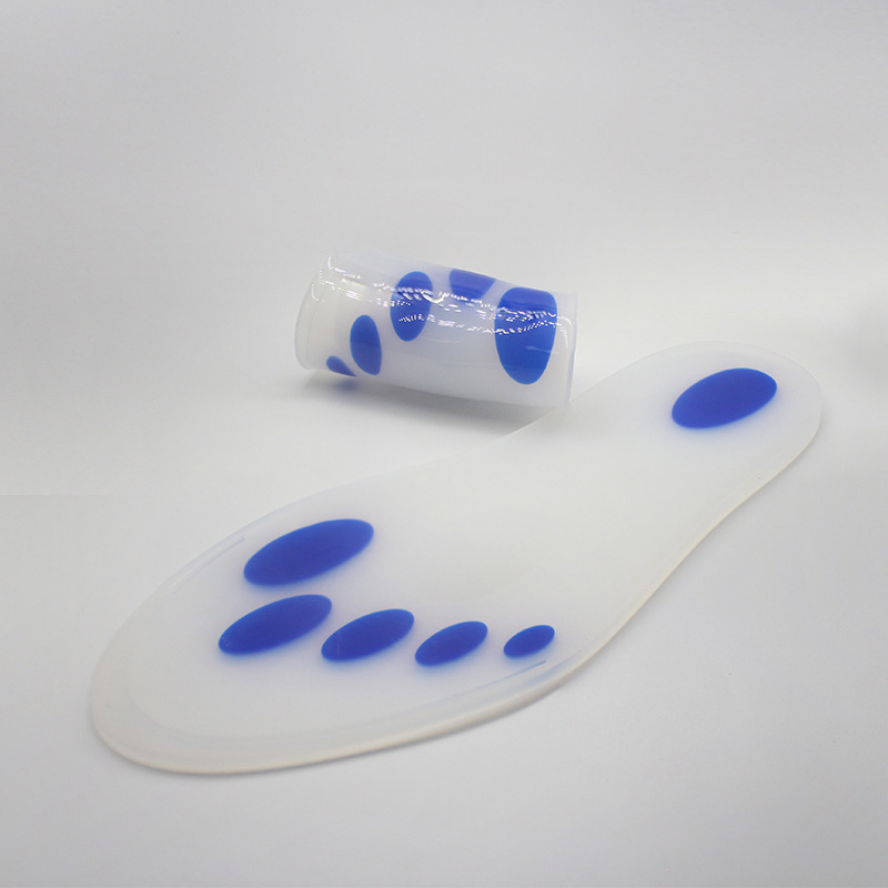 Orthopedic Silicone Shock Absorption Insoles with Soft Blue Dots Toe Pad Sports