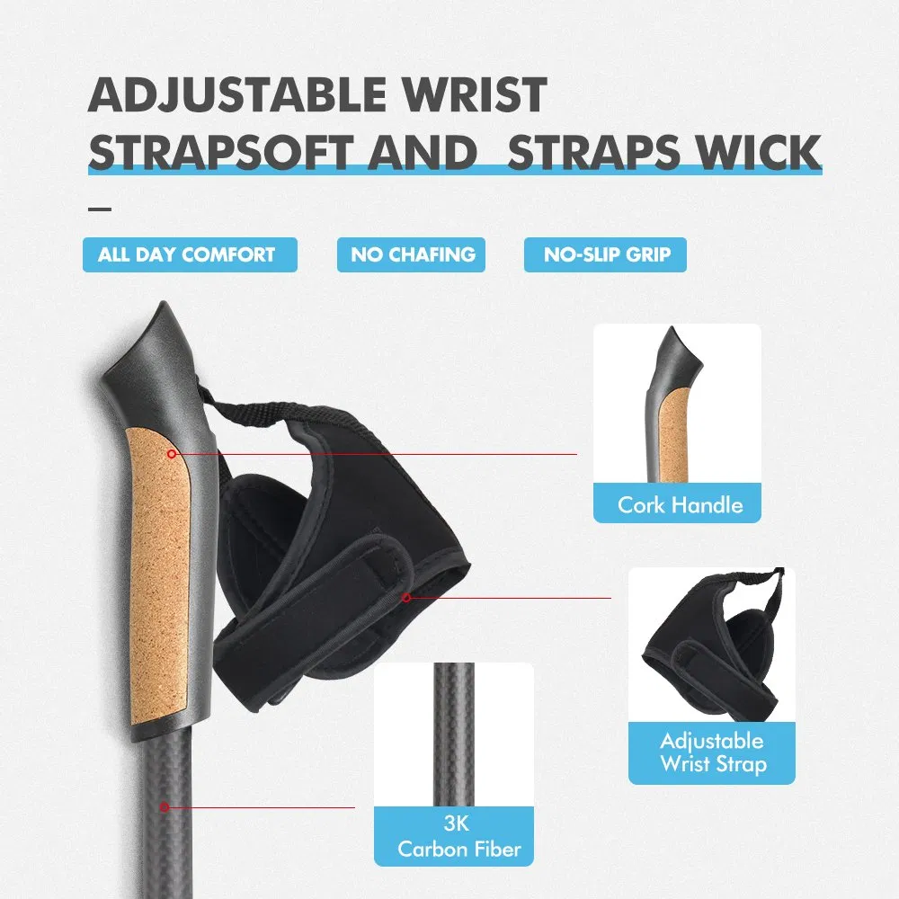 Lightweight Carbon Fiber Nordic Walking Stick Trekking Poles