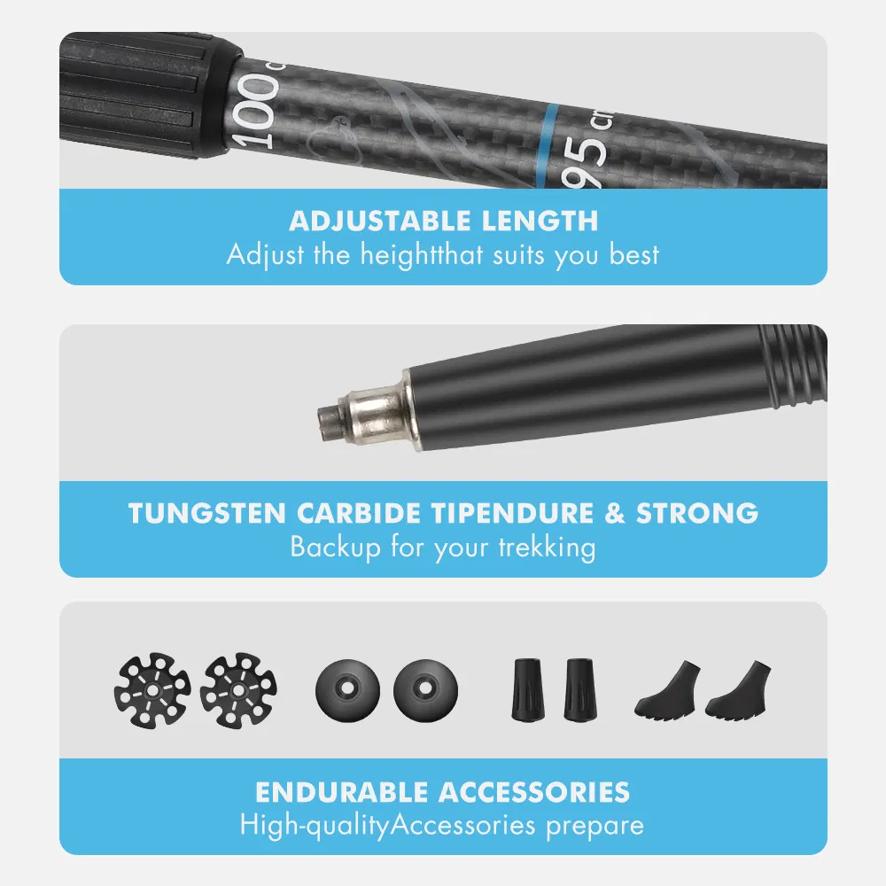 2-Section Alpenstock Nordic Aluminum7075 Telescopic Nordic Walking Stick Trekking Poles