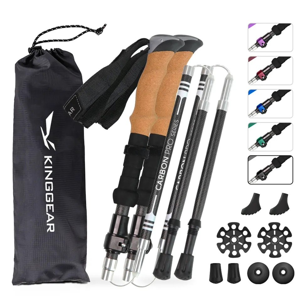 Folding Trekking Poles Ultralight Nordic Walking Stick Hiking Telescopic Pole Adjustable Anti Shock Sticks Climbing Running