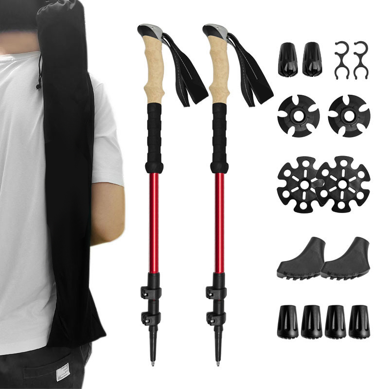 Alpenstock Walking Stick Aluminum Alloy Telescopic Hiking Trekking Pole for Women Men Children