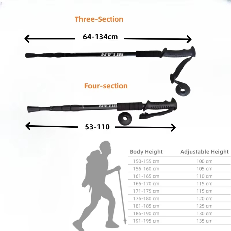 Hiking Trekking Pole Collapsible Lightweight Anti Shock Hiking or Walking Sticks Adjustable Hiking Pole for Men and Women