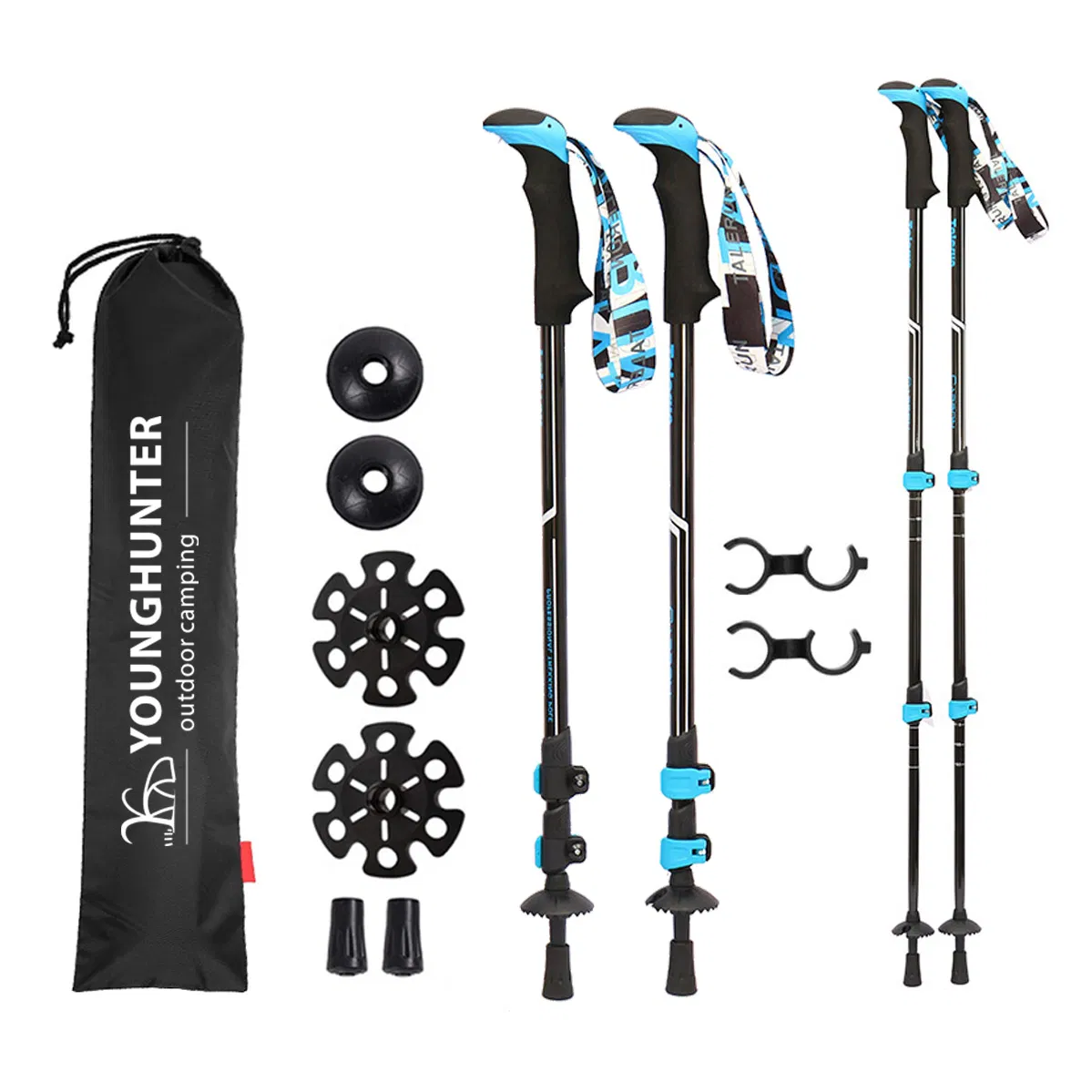 Carbon Fiber Foldable Trekking Pole Nordic Walking Stick-Telescopic Hiking Pole with Flip Lock