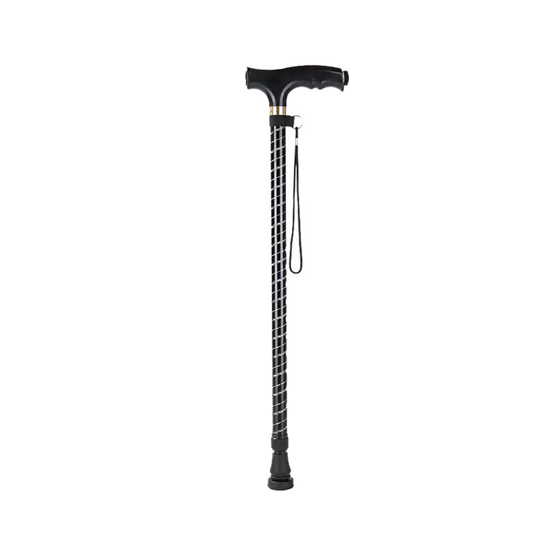 Aluminium Alloy Foldable Lightweight Fall-Resistant Single-Leg Adjustable Height Crutches with LED Light