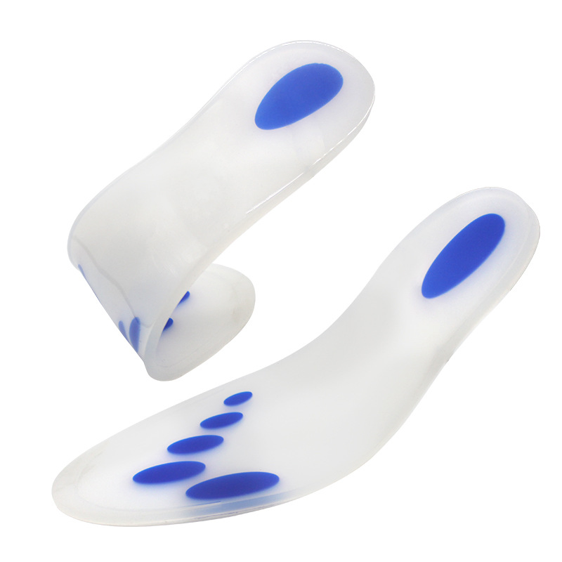 Orthopedic Silicone Shock Absorption Insoles with Soft Blue Dots Toe Pad Sports