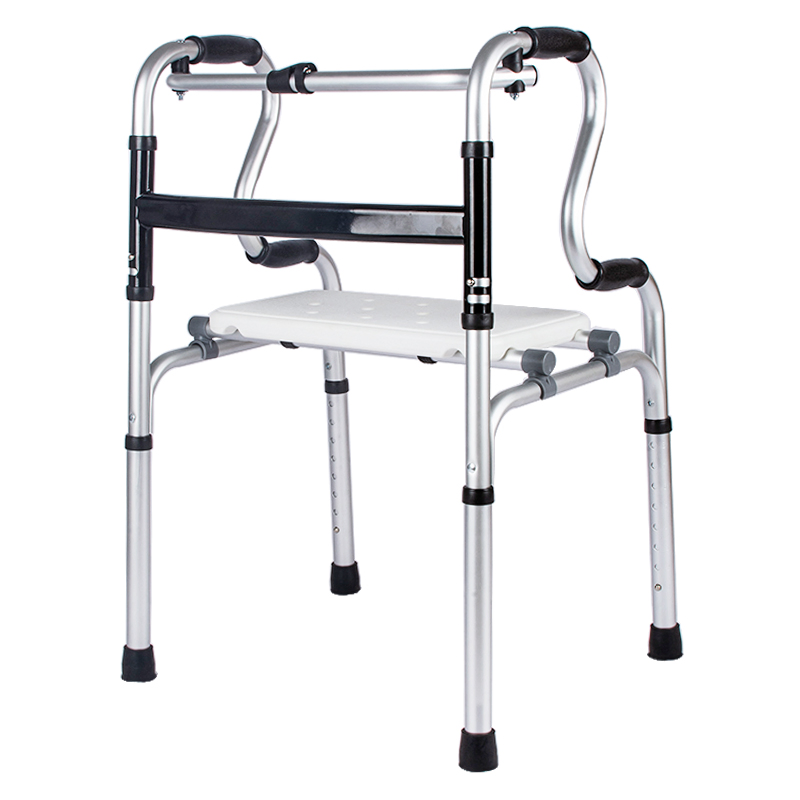 Dl-7012 with White Seat Home Care Folding Aluminum Walker for Elderly Adults - Lightweight Mobile Medical Rollator