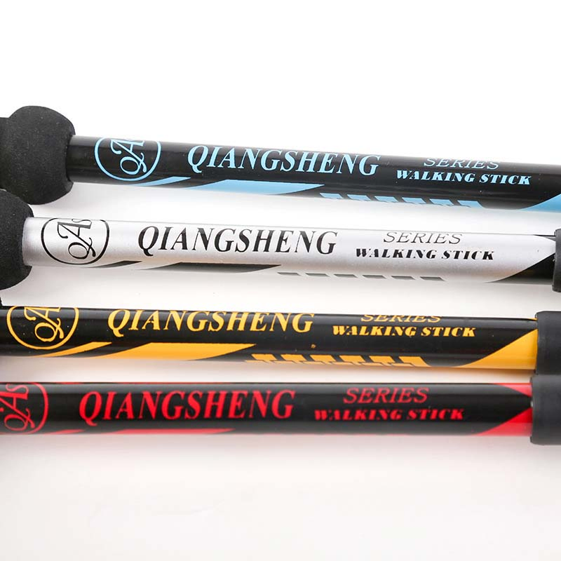 Aluminum Trekking Pole Telescopic Pole Folding Outside Lock Three Trekking Pole Walking Cane