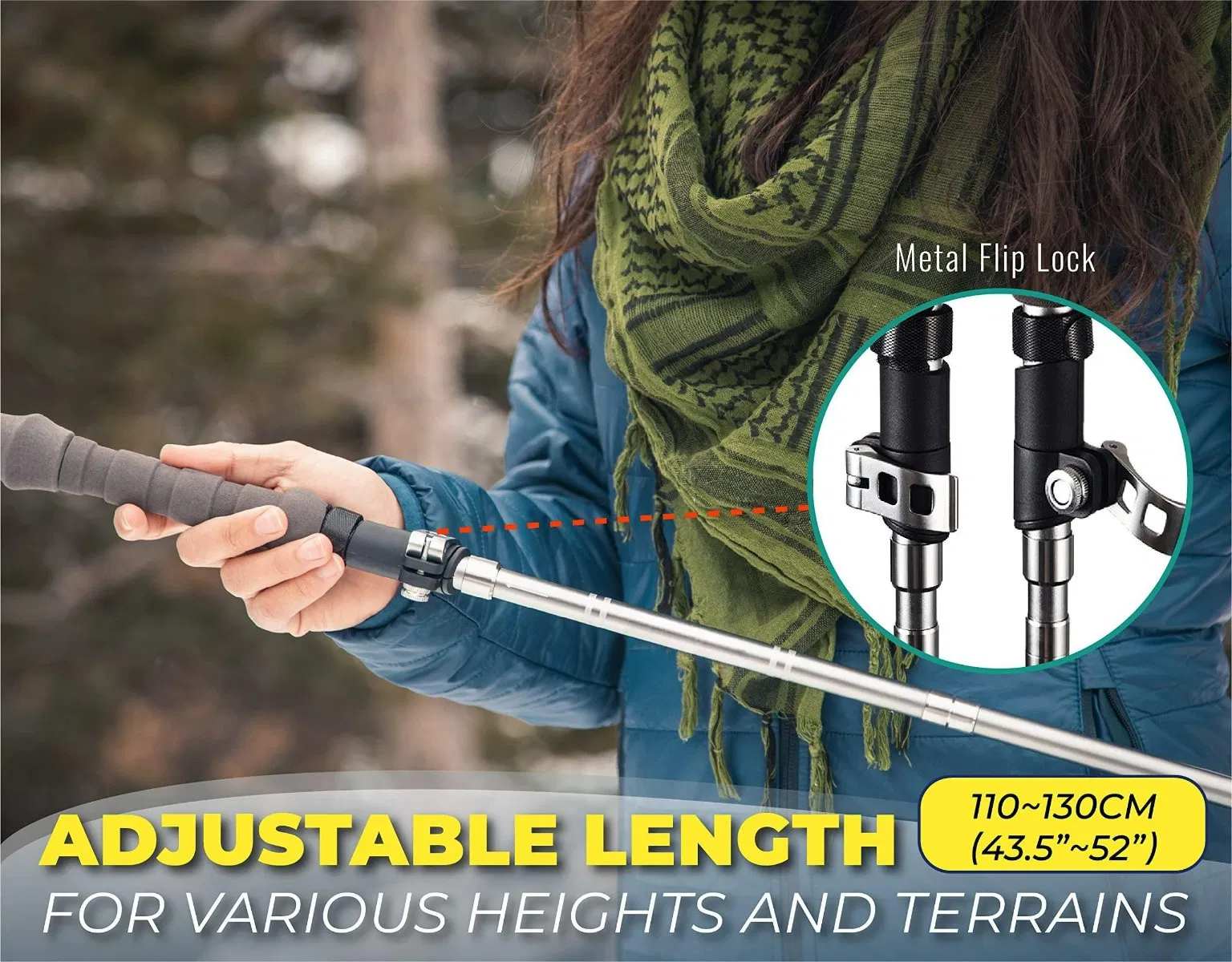 Aluminum Foldable Ultralight Folding Walking Sticks Cork Collapsible Nordic Hiking Trekking Poles