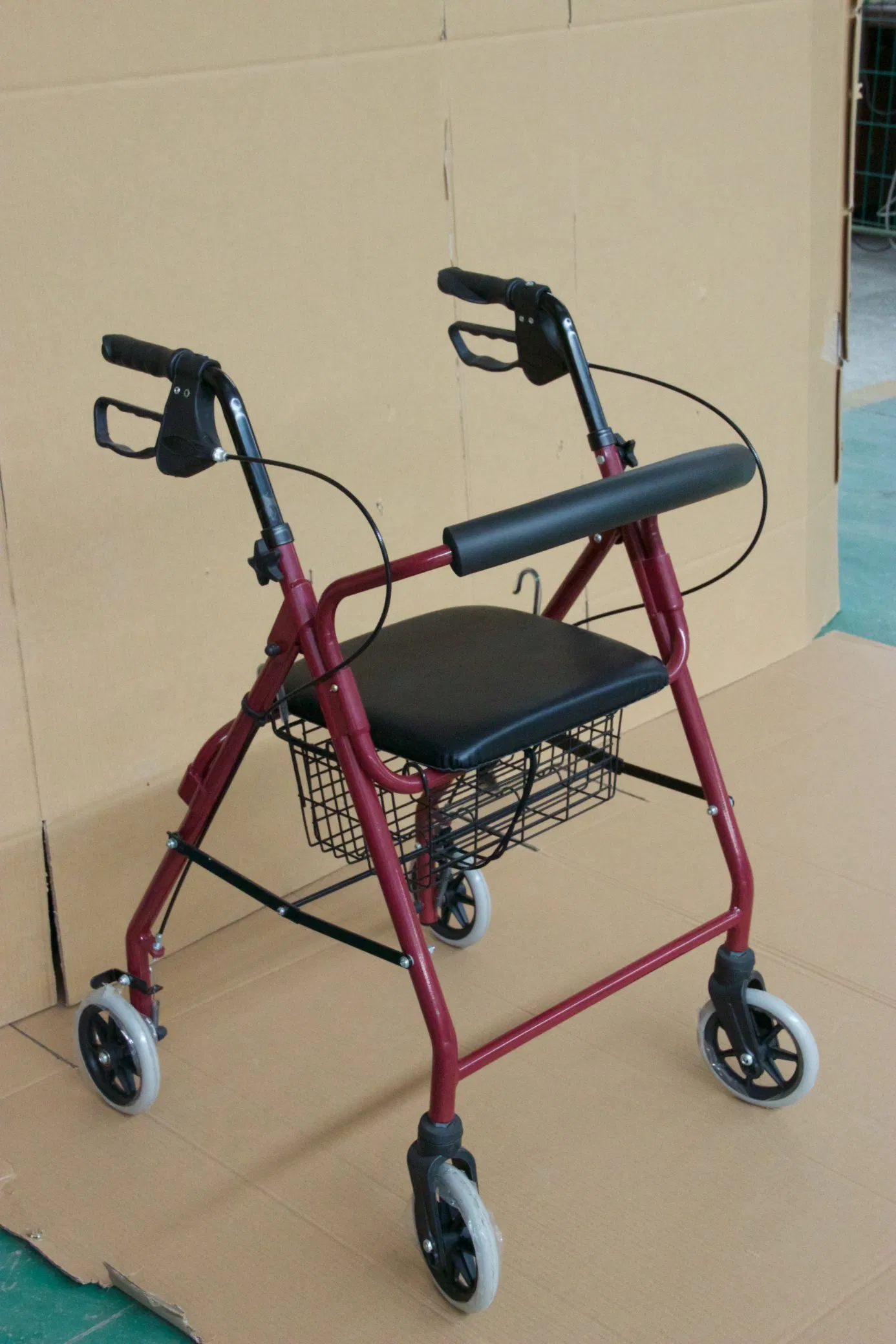 Foldable Aluminum Rollator Walker with Seat and Hand Brakes