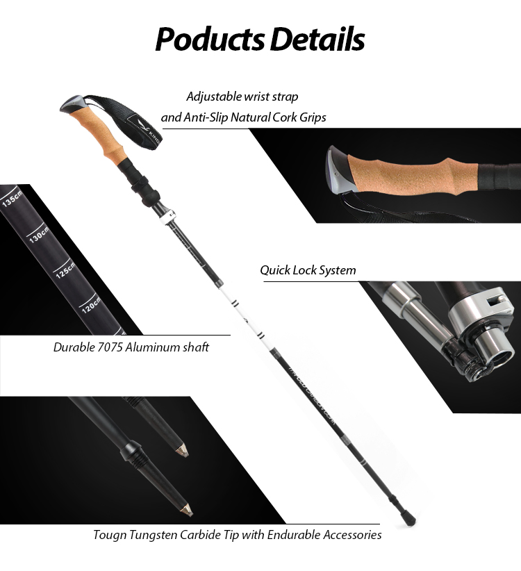 Custom Nordic Walking Stick 3K Carbon Fiber Hiking Carbon Trekking Walking Outdoor Bastones Trekking Pole